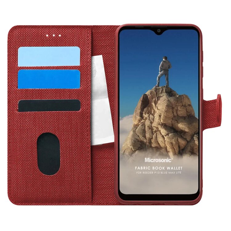 Microsonic Reeder P13 Blue Max Lite Fabric Book Wallet Kırmızı Kılıf