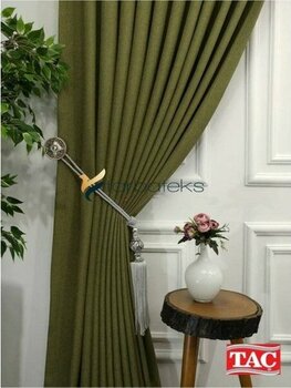 Farbateks Yeşil Keten Fon Perde 1e3 Dökümlü Pileli Fon Perde - 80 x 260 cm