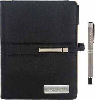 Hediye Rengi 2024 İsme Özel Organizerli Lüx Ajanda + Kalem Seti Siyah