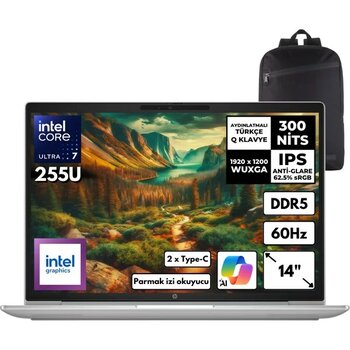 Hp Probook 4 G1I Ultra 7-255U 32-Gbddr5 1 Tbssd Intel Graphics 14" Wuxga Windows 10 Pro + Hmf Sırt Çantası C9FH1ETHMF74 - 1 TB - 32 GB