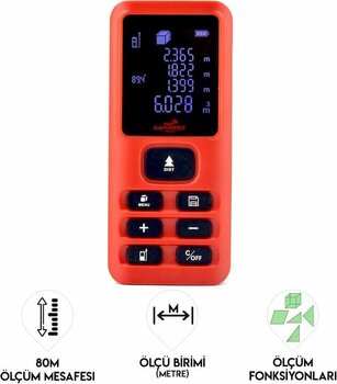 Dawreek Mesafe Ölçer E40 Red 80 Metre Dijital El Tipi Mesafe Ölçüm Cihazı
