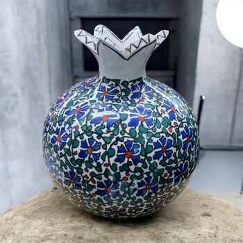 Loremp El Yapımı Çini Seramik Nar Geleneksel Motifli Dekor 20 cm