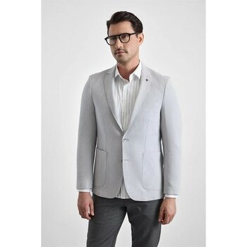 Süvari Gri Slim Mono Yaka Torba Cep 6 Drop Klasik Ceket - 56