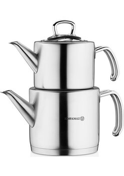Korkmaz Proline Çaydanlık Takımı 1.8 lt 18/10 Cr-Ni Paslanmaz Çelik Ergonomik Kulplu