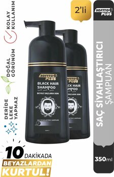 Softto Plus Black Hair Şampuan Anında Etkili Siyahlaştırıcı Şampuan 350 Ml X 2 Adet