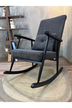 Asedia Trend Lake Siyah TEDY Sallanan Sandalye Tekli Koltuk Dinlenme Koltuğu