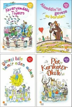 Behiç Ak Gülümseten Öyküler 4 Kitap Set - Akvaryumdaki Tiyatro - Alaaddin'in Geveze Su Boruları - Güneşi Bile Tamir Eden Adam - Pat Karikatür Okulu