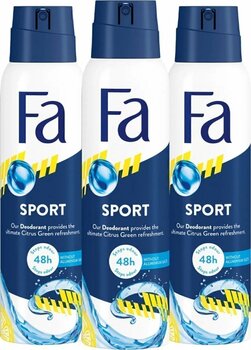Fa Sport Men Deosprey 150 ml Erkek Deodorant - 3 Adet 48 Saat Kalıcı Turunçgil Ferahlığı