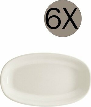 Bonna Porselen Beyaz Gourmet Oval Kayık Tabak 19x11 Cm 6'Lı Takım Grm19oky