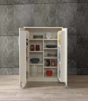 Çok Amaçlı 2 Kapaklı Kısa Mutfak Erzak yongalam malzemeden / Ahşap Kiler Dolabı