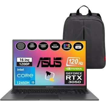 Asus Vivobook 16X K3605ZC-N1013W I5-12450H 8gb 512 SSD RTX3050 16" Fullhd W11H Taşınabilir Bilgisayar Snertech Çanta Hediye