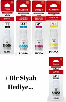 Canon Gı41 G3460 Orjinal 4 Renk Mürekkep Seti + 1 Siyah Hediye Gı-41 048 1-