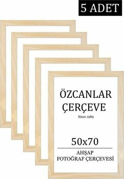 5 'li Takım Ahşap Çerçeve Ahşap Resim Çerçevesi 50 x 70 Doğal Ahşap Çerçeve Ham Ahşap - --