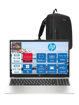 Hp 255 G10 Amd Ryzen 5 7530u 16gb 512gb Ssd Amd Radeon Grafik Windows 11 Pro 15.6" Taşınabilir Bilgisayar 9g1g0etp07 + Zetta Çanta