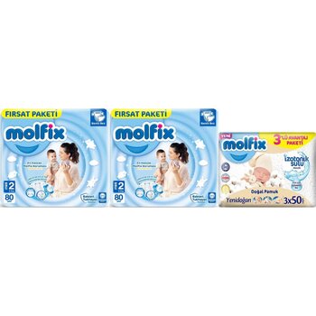 Molfix Bebek Bezi Beden:2 3-6 Kg Mini 160 Adet + 3 Adet Mendil 2 Numara