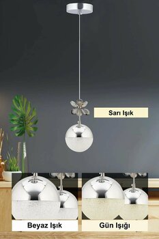 İstanbul Avize Kelebek Tekli Sarkıt Gümüş Ledli Modern Led Avize