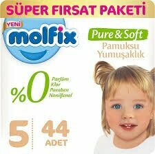 Molfix Pure&Soft Bebek Bezi 5 Beden 11-18 Kg 44 Adet