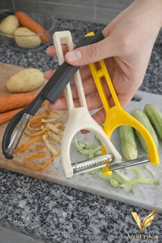 VİSLUNA Profesyonel 3’lü Soyacak Seti – Ultra Keskin Paslanmaz Çelik Sebze & Meyve Soyacağı