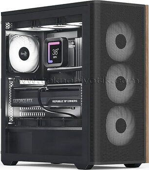 Aerocool D501A Black 750W 80+ Bronze, 4X12CM A-Rgb Fanlı, Ahşap Ön Panel Detaylı, Tempered Cam Yan ve Mesh Ön Panel, USB Type-C, Atx Bilgisayar Kasası (AE-D501A-BK750BR)