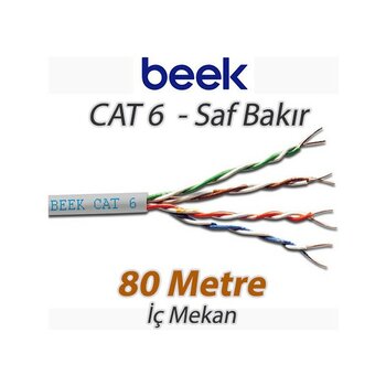 Beek Cat6 80 Metre U-Utp Iç Mekan Saf Bakır Data Kablosu 4X2X23 Awg Lszh (Low Smoke Zero Halogen)