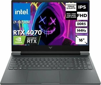 HP Victus 16-R0006NT Intel Core i7-13700H 16 GB 2 TB SSD 8 GB RTX 4070 16,1 inç 144 Hz FHD FreeDOS Oyuncu Notebook 7P632EA