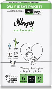 Sleepy Natural Fırsat Paketi Bebek Bezi 5+ Junior Plus Numara 52 Adet