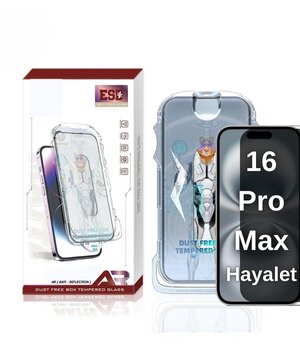 Hayalet Anti Statik Kolay Uygulama Aparatlı iPhone 16 Pro Max Uyumlu Ekran Koruyucu