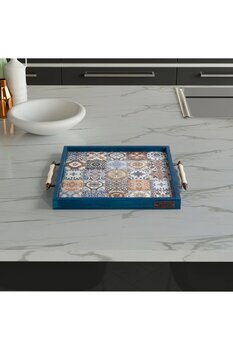 Resmo Esperanza Tepsi 32x32cm Doğal Masif Seramik Sunum Tepsisi