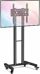 Tekerlekli Mobil Tv Standı 23-60 İnç Tv için Ayarlanabilir Yükseklik Çift Direkli Taşıma Arabası