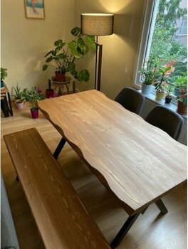 Deryawood Masif Doğal Ahşap Mutfak Masası 180x85x76 cm - Açık Ceviz - 180 x 85 x 76 cm