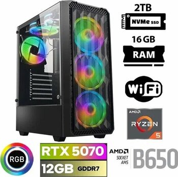 Xaser Thunder X30 AMD Ryzen 5 7500F 16GB DDR5 2TB M.2 NVMe SSD NVIDIA GeForce RTX 5070 12GB Masaüstü Oyuncu Bilgisayarı
