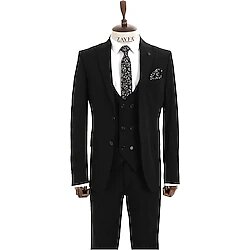 Vito Andolini Siyah Slim Fit Yelekli Erkek Takım Elbise