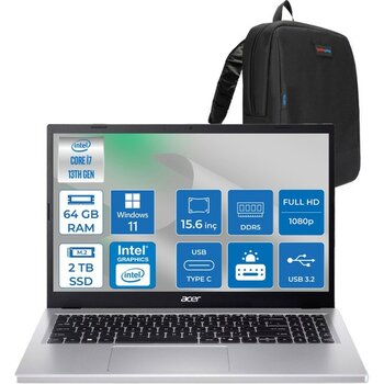 Acer Aspire Go 15 Intel Core I7-13620H Ddr5 64GB 2tb SSD Windows 11 Home Intel UHD Graphics 15,6" Fhd (1920 x 1080) IPS Taşınabilir Bilgisayar NXJ6...