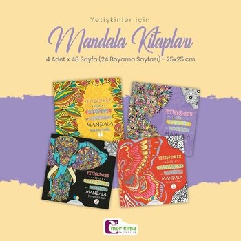 Yetişkinler Için Mandala Boyama Kitabı 4 Adet