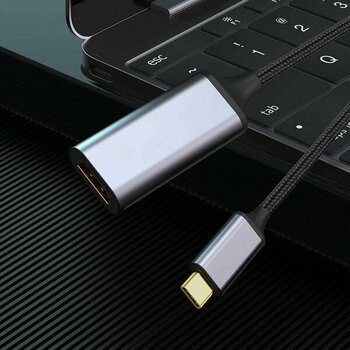 Canpay Type-C ve HDMI Dönüştürücü Çevirici Kablo (15CM) Usb-C, HDMI Dönüştürücü (8k 60 Hz Görüntü Kalitesi) - Gri