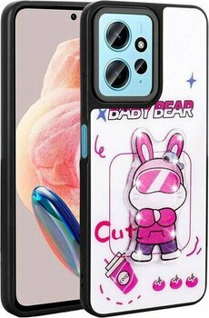 Megafox Teknoloji Xiaomi Redmi Note 12 4g Uyumlu Kılıf Parlayan Kabartmalı Ikonik Figürlü Amas Silikon Kapak, Beyaz