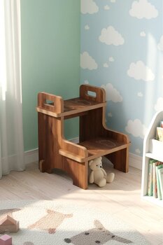 ROZİTOYS Ahşap Montessori Eğitici Kaymaz Çocuk Basamak-Tabure Banyo, Lavabo Merdiven Yükseltici