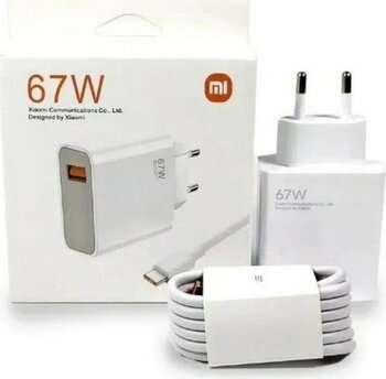 Xiaomi 67W USB + Typec Çıkışlı Güç Adaptörü ve 1m 6A Turuncu USB Typec Kablo Şarj Seti - Beyaz