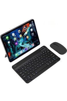 MİCROTECH Huawei Matepad 11.5 BTK-W09 Tablet Uyumlu Mini Slim Şarjlı Bluetooth Klavye ve Mouse Seti Siyah