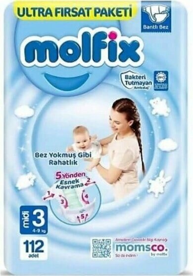 Molfix Bebek Bezi 3 Beden Midi 112 Adet