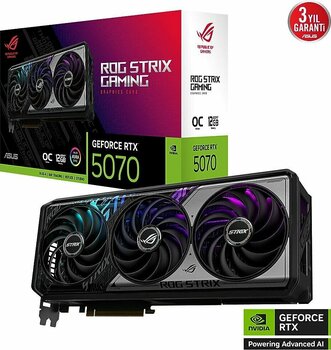 Asus RTX5070 12GB GDDR7 192BIT 3xDP/2xHDMI (ROG-STRIX-RTX5070-O12G-GAMING) EKRAN AKRTI Sıfır