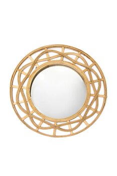 GOGOWOOD Yuvarlak Kıvrım Hatlı Bambu Ayna - El Yapımı Bambu Ayna | Bohem & Minimalist Dekorasyon