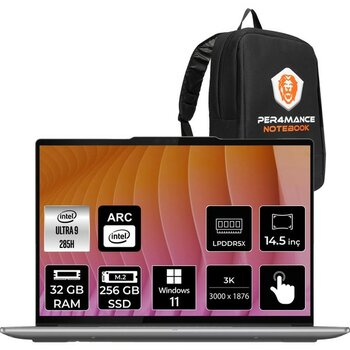 Lenovo Yoga Pro 7 Intel Core Ultra 9 285H 32GB 256GB SSD 14.5" 3k OLED 1000NITS 120Hz Multi-Touch W11H Taşınabilir Bilgisayar & Per4 Çanta 83KF002S...