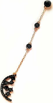 Siyah Oniks Taşlı Sallantılı Gümüş Küpe