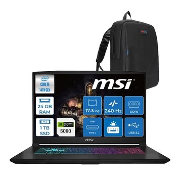 Msı Katana 17 Hx B14wfk-217Tr 14. Nesil Intel İ9-14900Hx 24Gb Ddr5 1Tb Ssd 8Gb/Rtx5060 115W 17.3" Qhd (2560*1440), 240Hz Ips Freedos Taşınabilir Bilgisayar. W217trf03+Zettaçanta