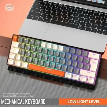 Freewolf T60 Mini Rgb Oyun Klavyesi Gaming Mekanik 62 Tuşlu 18 Rgb LED USB Tip-C Kablosu