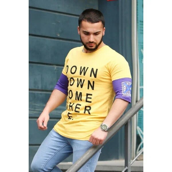 Madmext Mad4010 Sarı Kısa Kol Yuvarlak Yaka L T-Shirt