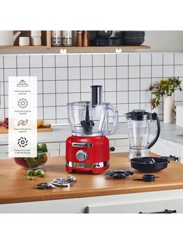Karaca Multiblend Artisan Retro Metalic Red 1000 W Mutfak Robotu