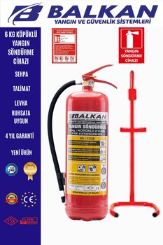 6 Kg Köpüklü Yangın Söndürme Cihazı+Sehpa+Talimat+Levha