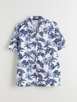 Lc Waikiki Yeni Sezon Regular Fit Resort Yaka Kısa Kollu Desenli Poplin Erkek Gömlek - Ekru - S
